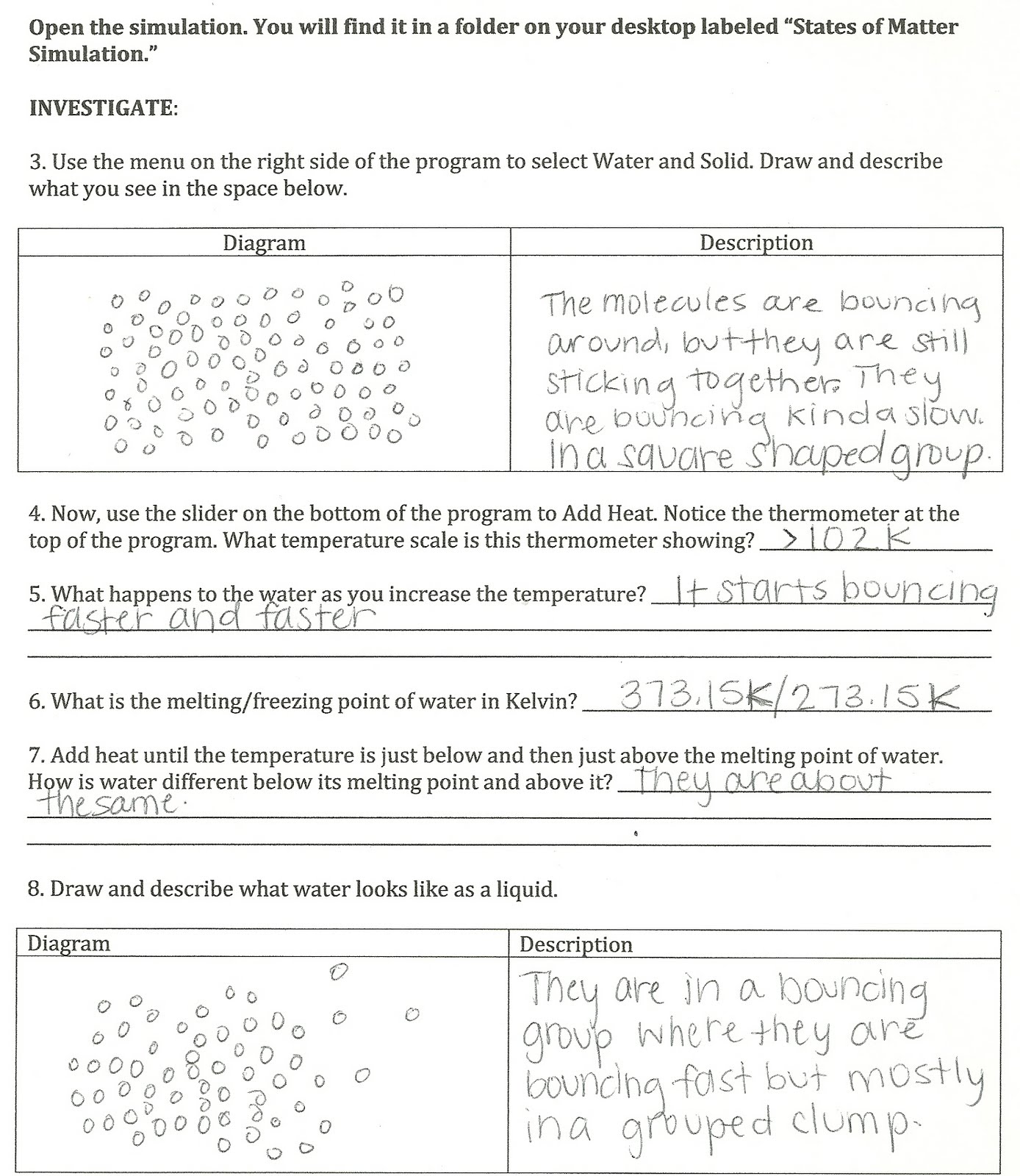 Worksheet 1 Docx States Of Matter Phet States Of Matter Predictions 1 Draw 10 Particles Of A Solid Liquid And Gas Substance Your Drawing Should Course Hero