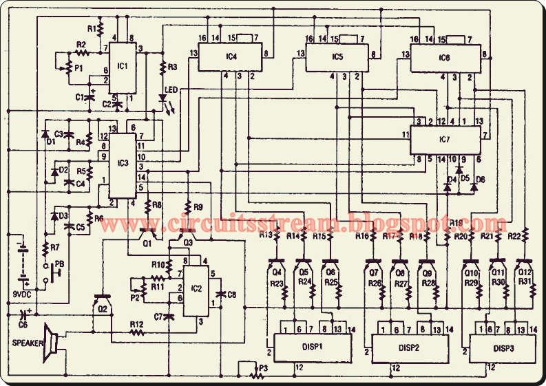 Digital Electronic Slot Machine Circuit Diagram | Electronic Circuit