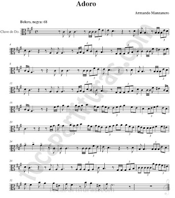  Adoro Partituras  en Clave de  Do para Viola y otros instrumentos en Clave de Do en 3º Línea