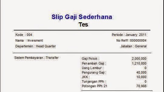 Contoh Slip Gaji Wiraswasta