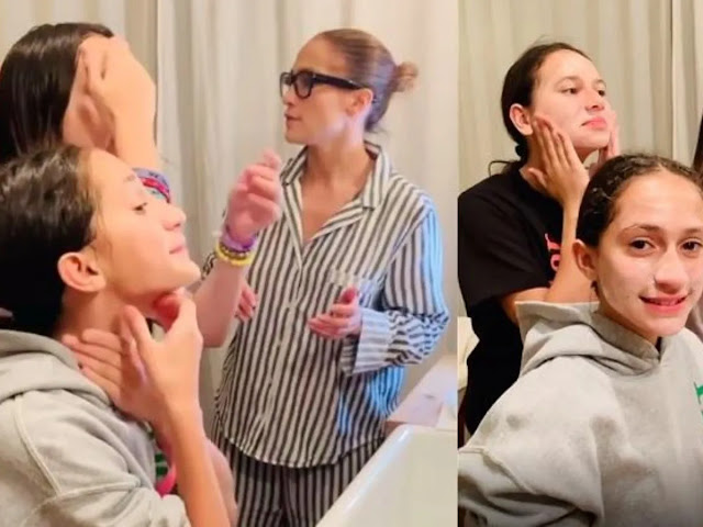  Jennifer Lopez enseña a su hija Emme una rutina de belleza