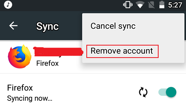 Quitar cuenta Firefox Sync de Android