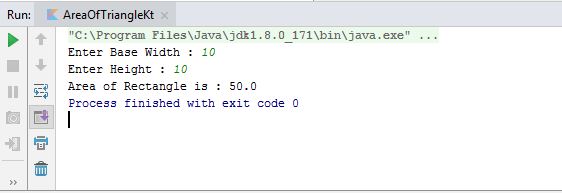 Program to find area of Triangle in Kotlin