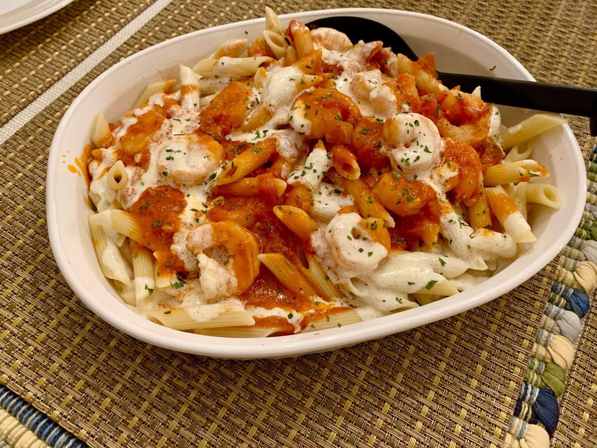 I Like to Bake and Cook Blog Alfredo topped shrimp marinara