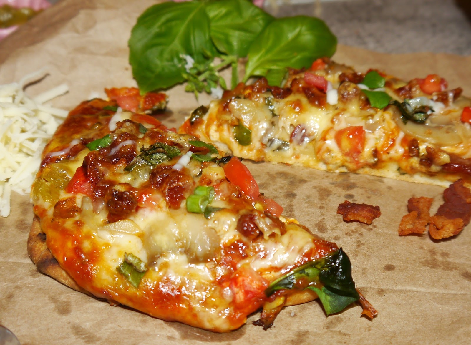 Suzy Homefaker BLT Naan Cream cheese pizza.