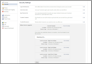 Facebook Security settings