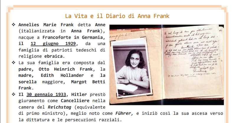 Guamodì Scuola: La vita e il diario Anna Frank, con esercizi di  comprensione, da scaricare. Per la primaria e la secondaria di I grado
