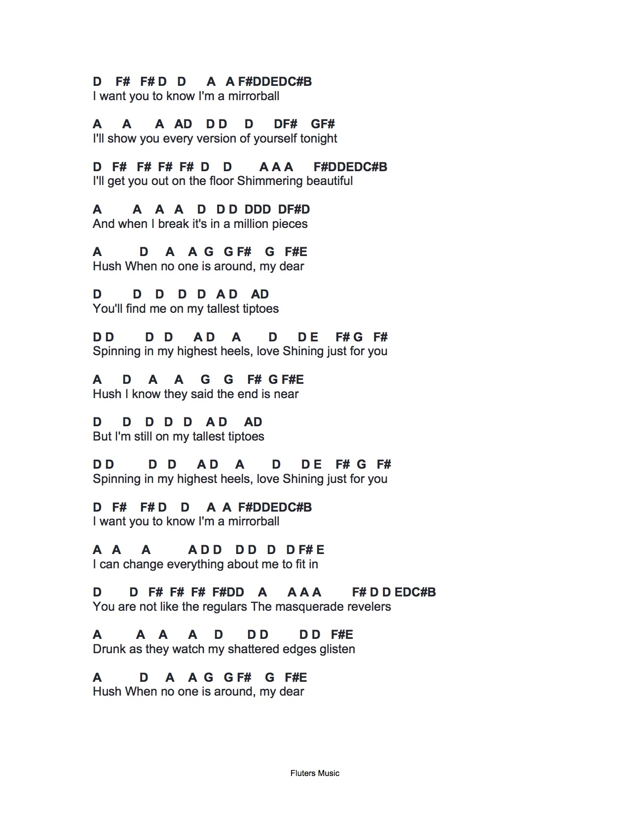 Flute Sheet Music Mirrorball
