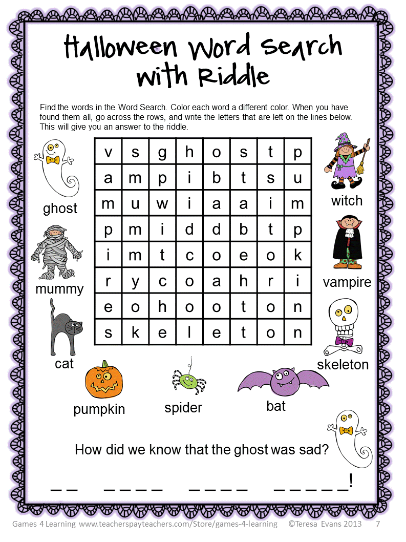 Fun Games 4 Learning Halloween Literacy Freebies