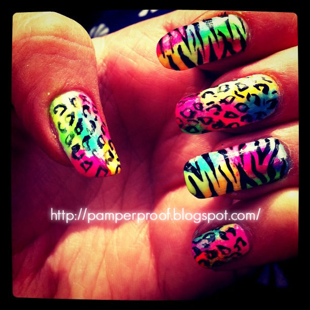 Pamper Proof: Notd - China Glaze Neon nails with Freehand Animal Print ...