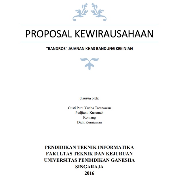 Contoh Cover Proposal Wirausaha Makanan, Cover Proposal Wirausaha, Contoh Cover Proposal Makanan