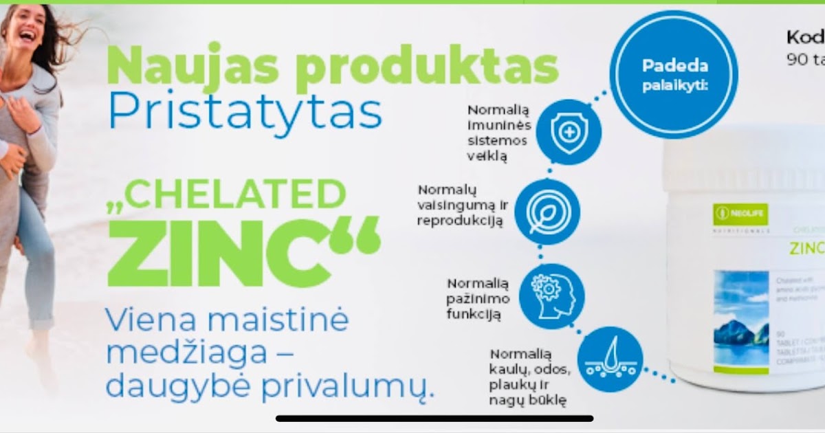 NeoLife chelated zinc cinko papildai geros savijautos palaikymui