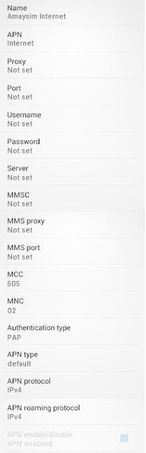 Amaysim APN Settings for Android Smart Phones