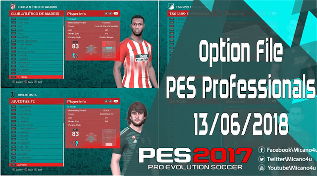 Pes 2017 Option File Pes Professionals Patch Released 13 06 2018 Micano4u Pes Patch Fifa Patch Games
