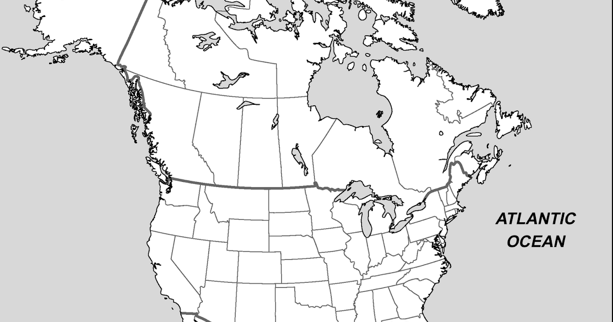 Black White Map North America 56
