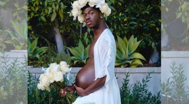 US Male rapper Lil Nas X pregnancy photoshoot on baby shower