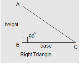 Right triangle with base and height given.
