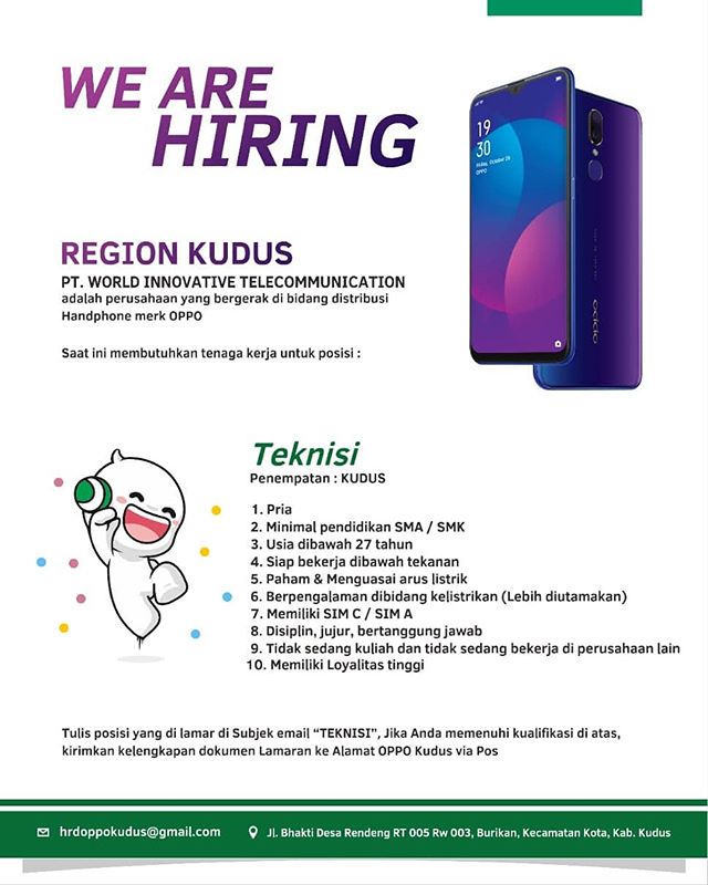 Lowongan Teknisi di PT World Innovative Telecommunication (OPPO Camera Phone) Lowongan Teknisi di PT World Innovative Telecommunication (OPPO Camera Phone)