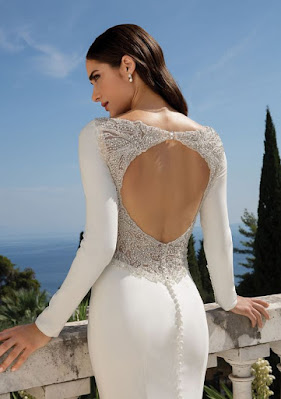 Weddings by K'Mich- wedding planning - wedding dresses - crepe long sleeve fit and flare white dress open back - justin alexander