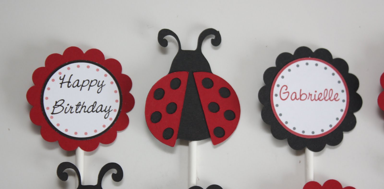 5M Creations: New ladybug cupcake toppers