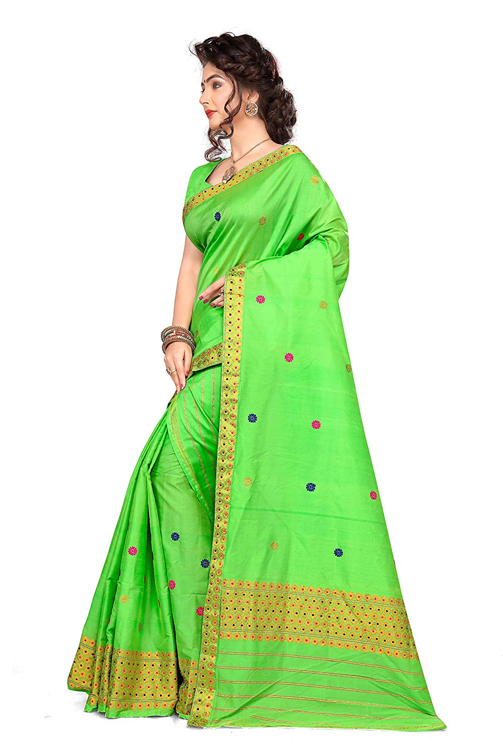 Mekhela chadar Saree| Assamese Mekhela Chador Green - Best Product