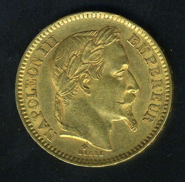 French Gold Coins 20 Francs Gold Coin of 1866 Emperor Napoleon III