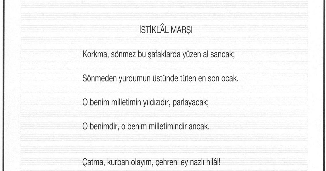 Uygulama 6 - İstiklal Marşı ve Atatürk'ün Sözlerinin Norm Yazı ile