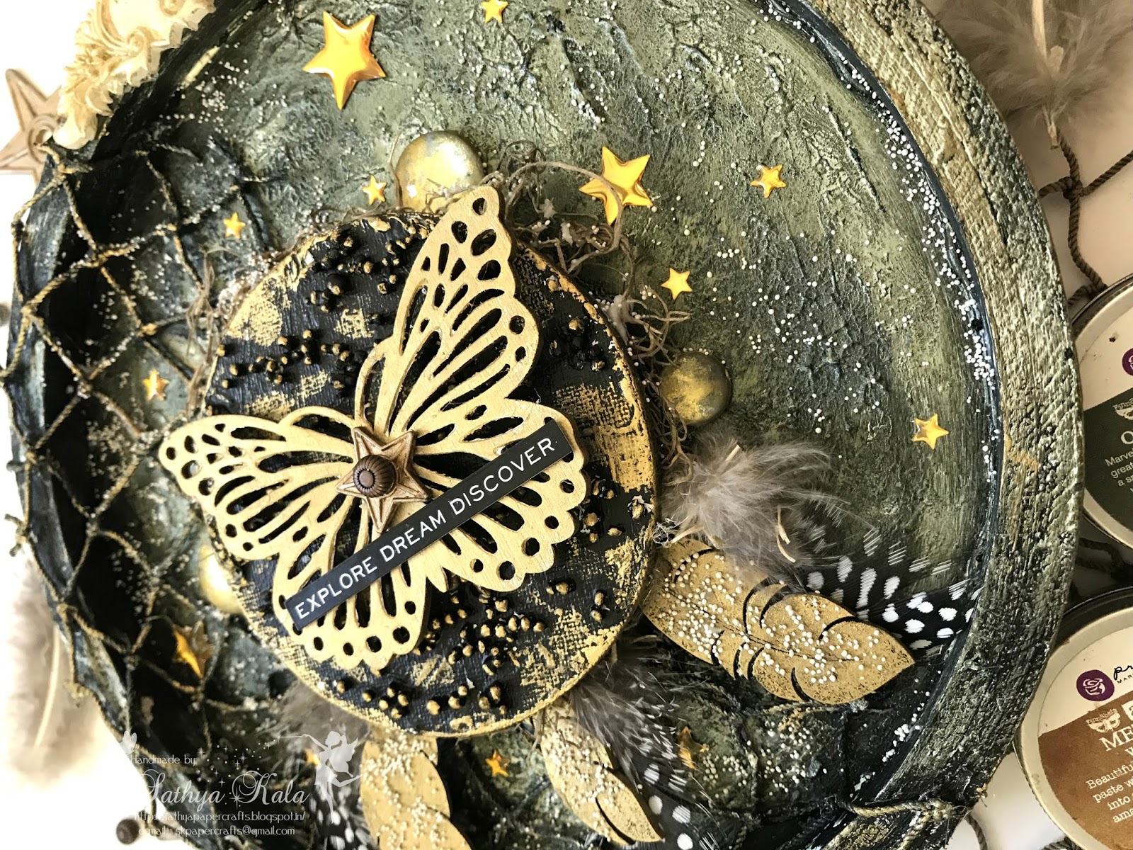 Paperie Expressions Altered Embroidery Hoop Explore, Dream, Discover