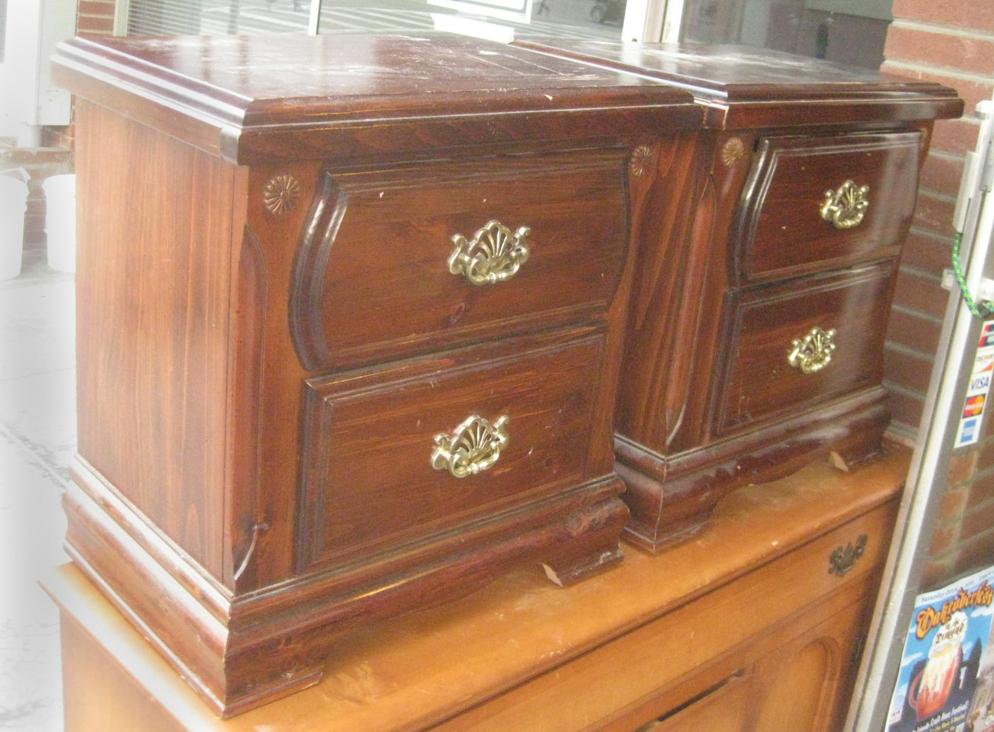 UHURU FURNITURE & COLLECTIBLES SOLD Pine Highboy and Night Stands 150