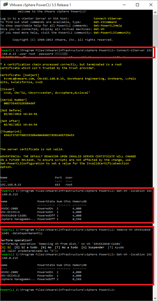 Pantallazos.es vSphere PowerCli Eliminar VM remove vm from the disk.