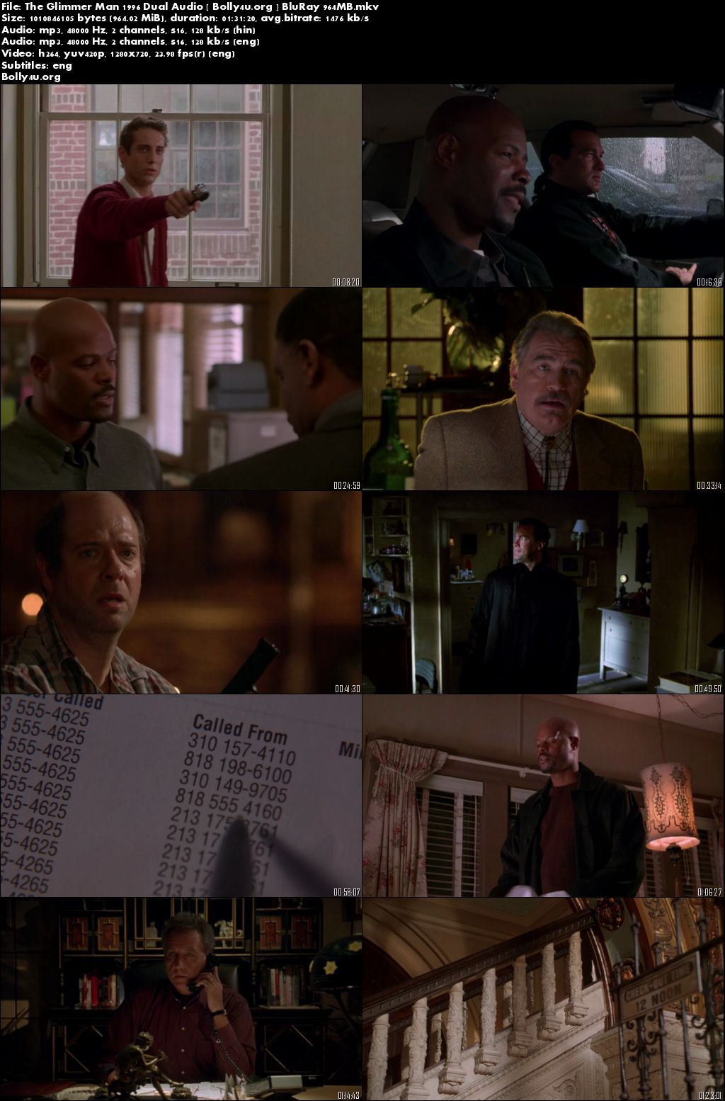 The Glimmer Man 1996 BRRip 300MB Hindi English Dual Audio 480p