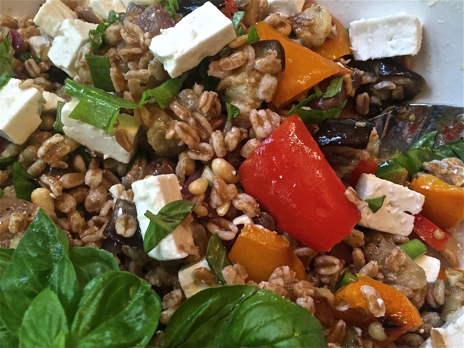 Homemade By Mary ROASTED VEGETABLE FARRO SALAD with FETA and KALAMATA