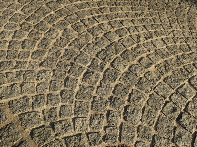 Pavement cobbles / setts. Halifax town centre. West Yorkshire. 19th July 2021.