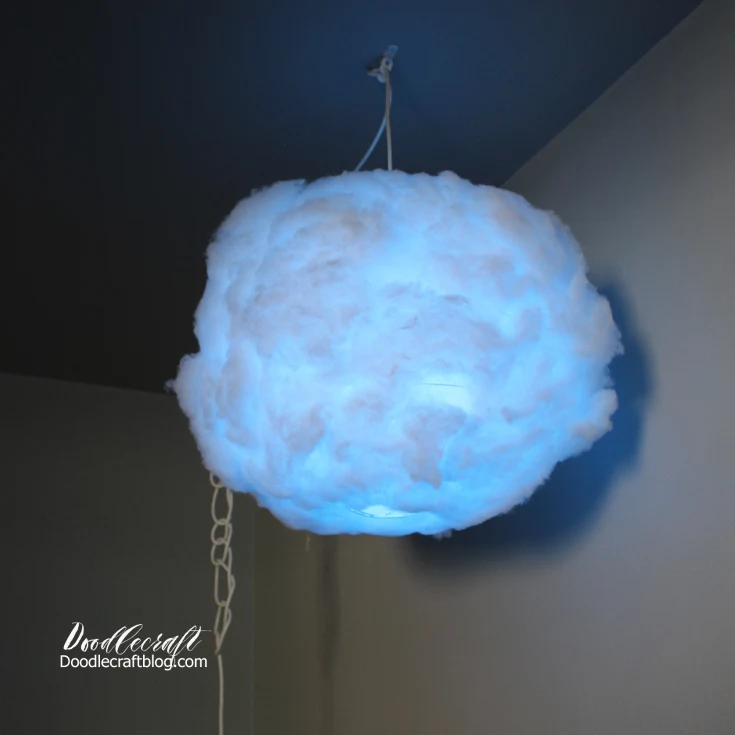 LED Night Light Cotton Cloud Shape Light Hanging Lamp DIY Handmade Material