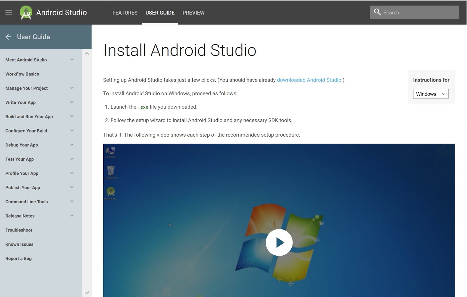 download android studio for windows
