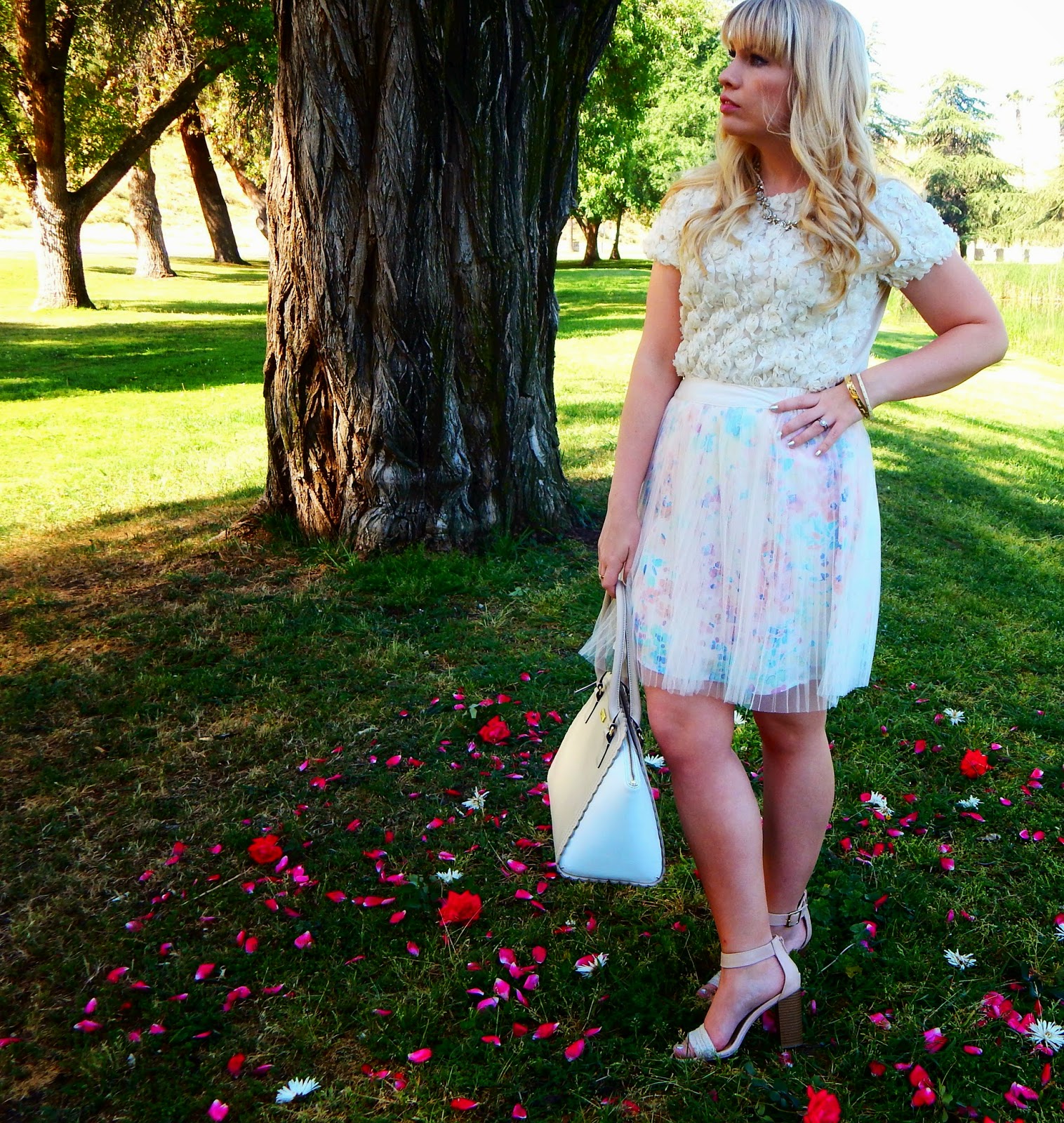 Pretty Floral Top and Skirt Outfit - Lizzie in Lace