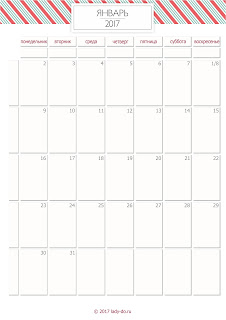 календарь 2017, календарь-планнер, календарь-планнер 2017, календарь на январь 2017, календарь на февраль 2017