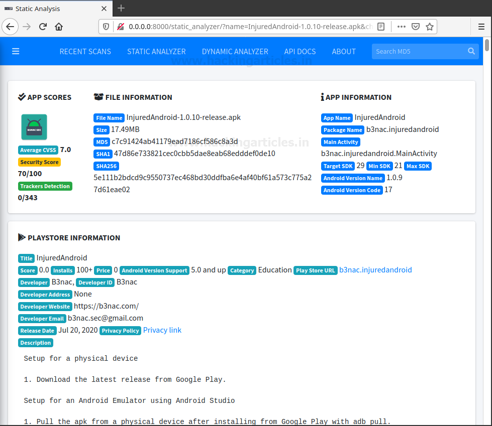Mobile Security Framework (MobSF)