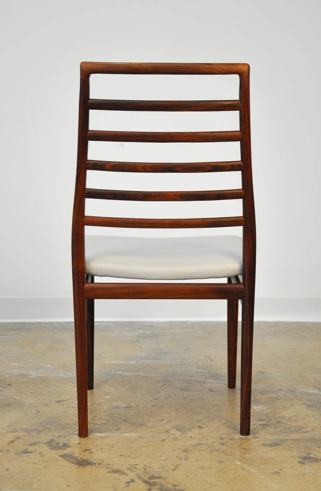 SELECT MODERN Set of Six Dyrlund Rosewood Ladder Back Dining Chairs