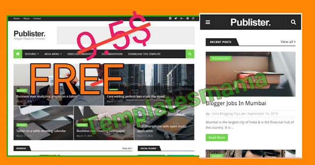 Publister Premium blogger template  free download 