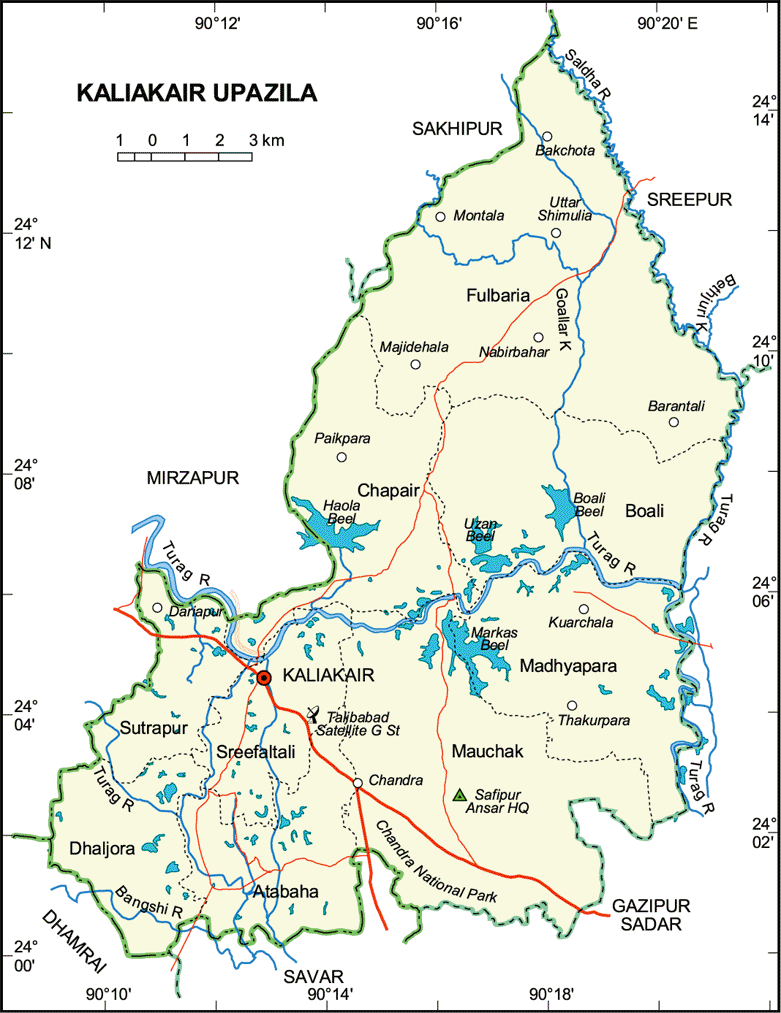 Kaliakair Upazila Map Gazipur District Bangladesh