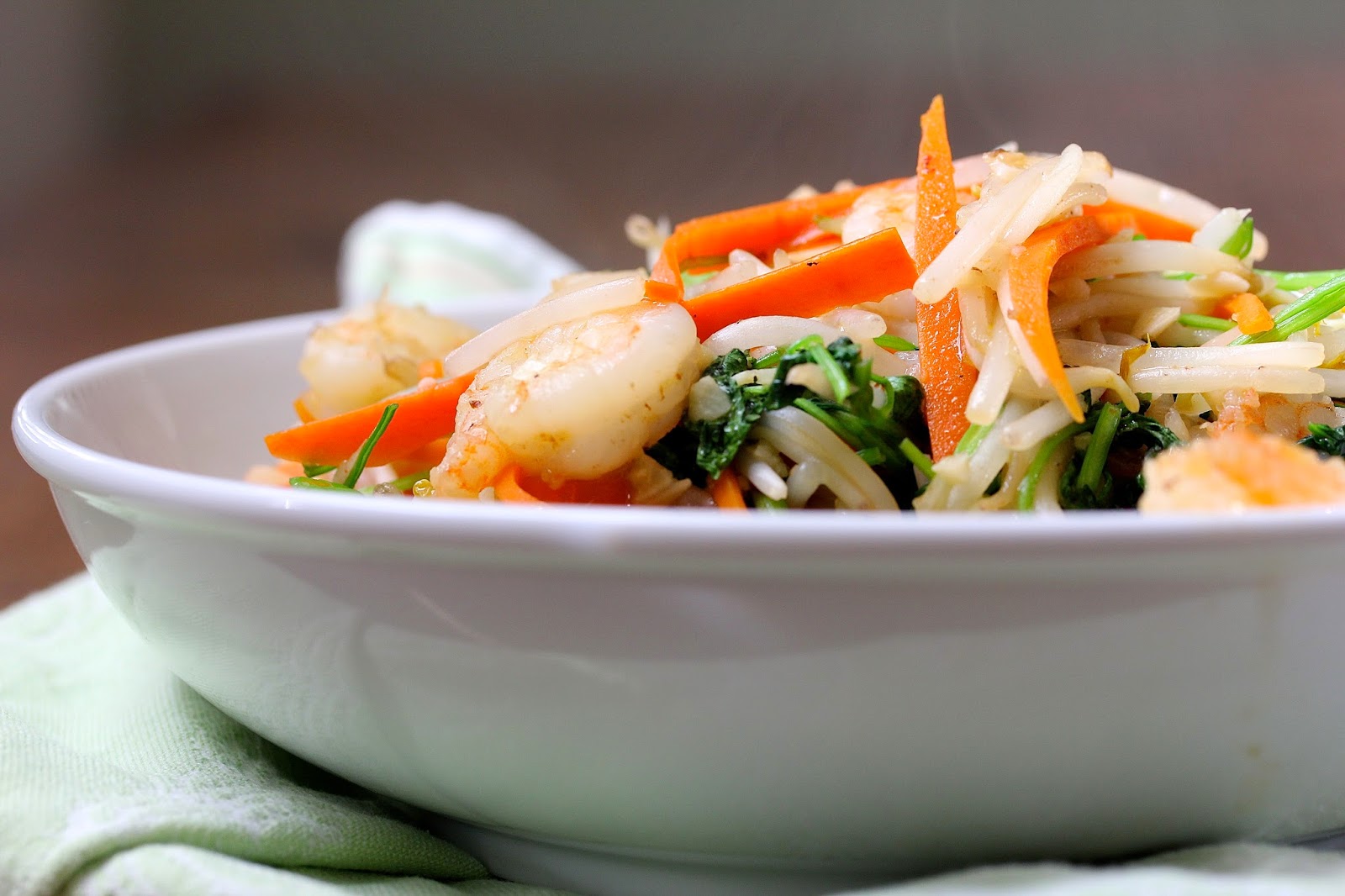 Stir-Fried Cilantro with Bean Sprouts and Shrimp | Wok Wednesdays