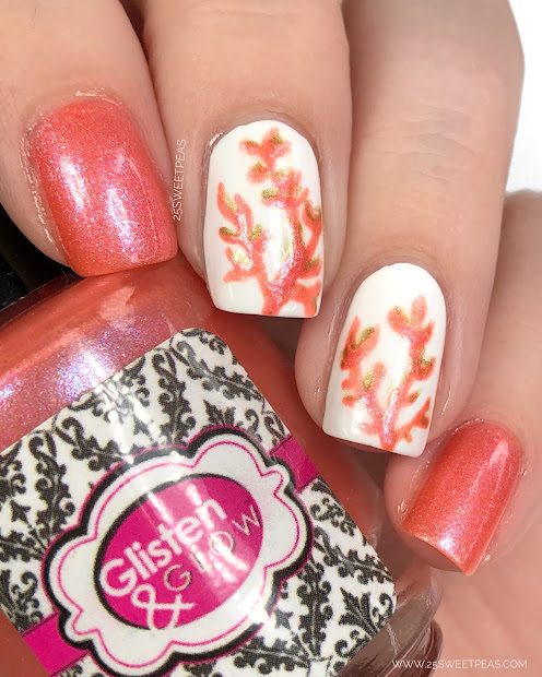living coral nail art - 25 sweetpeas