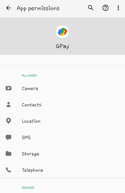 Allow permissions to Google Pay app