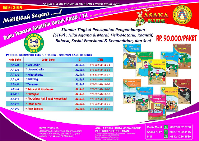 Buku TK/PAUD TEMATIK 2019 TOKO BUKU TK dan PAUD KURIKULUM