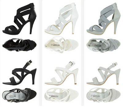 Sandalias de tacón en negro, blanco o perla Sandalias de tacón en negro, blanco o perla