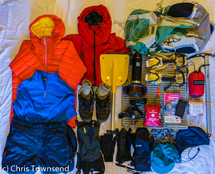 Chris Townsend Outdoors Winter Gear Laid Out