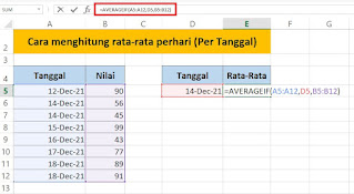 Rumus Excel Untuk Menghitung Nilai Rata-Rata Per Tanggal