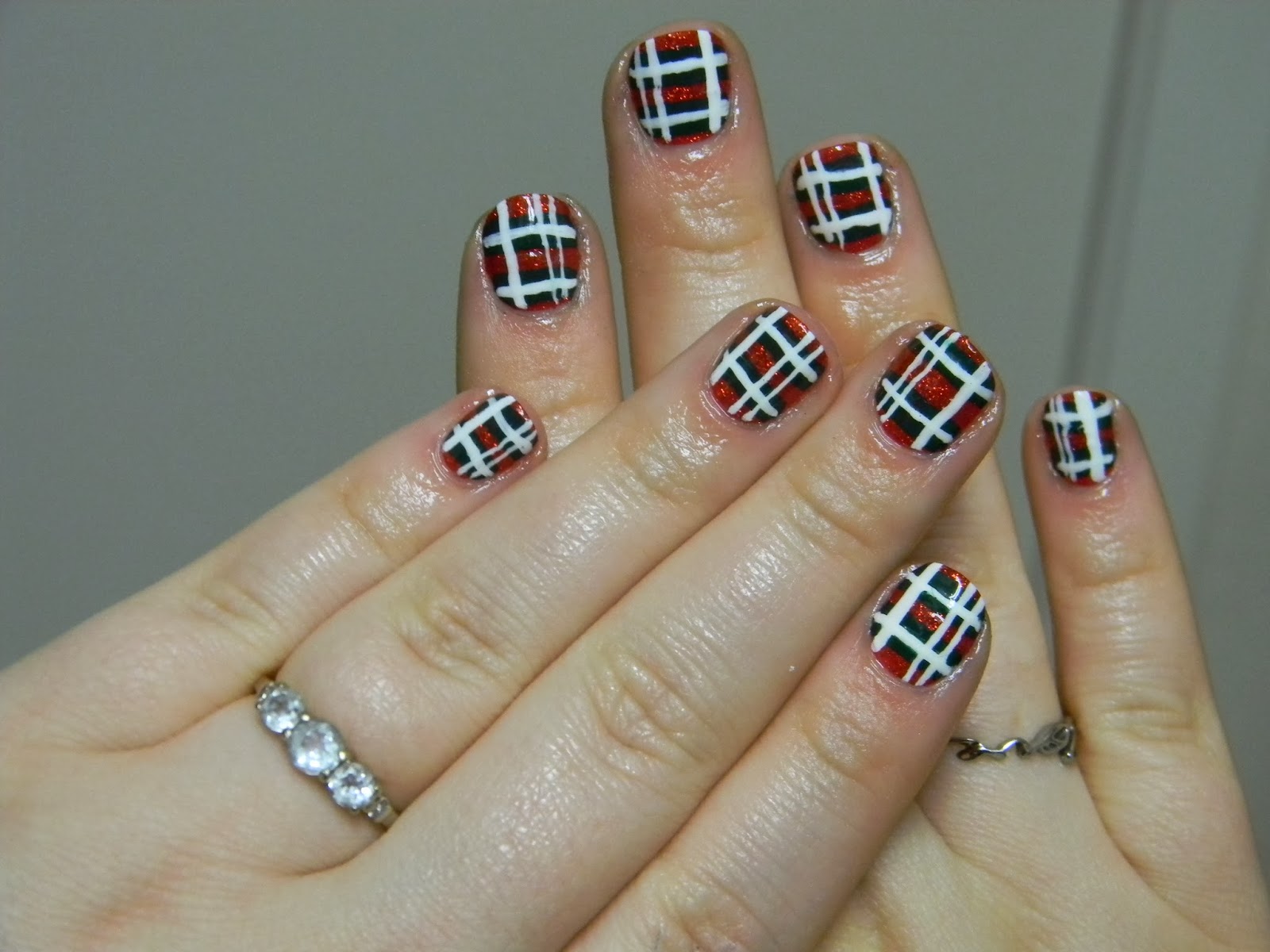 Plaid Nail Design in Gray - wide 9