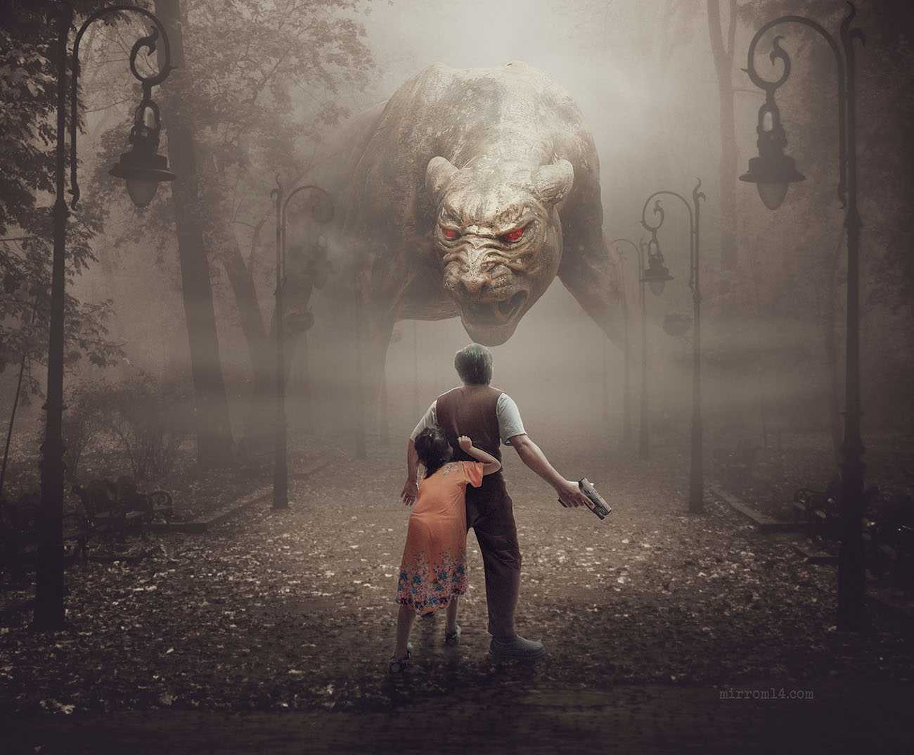 Create a Big Cat Demon Photo Manipulation With Vintage Color in Photoshop